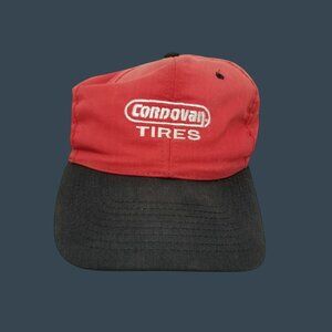 Vintage Red & Black Cordovan Tires Snapback Hat By Nissun